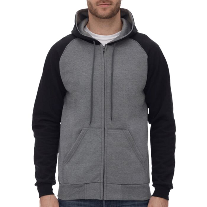 Fleece Raglan Hooded Full-Zip Sweatshirt Thumbnail