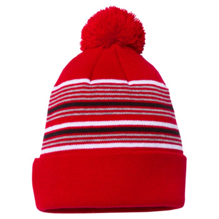 12" Striped Pom-Pom Cuffed Beanie Thumbnail