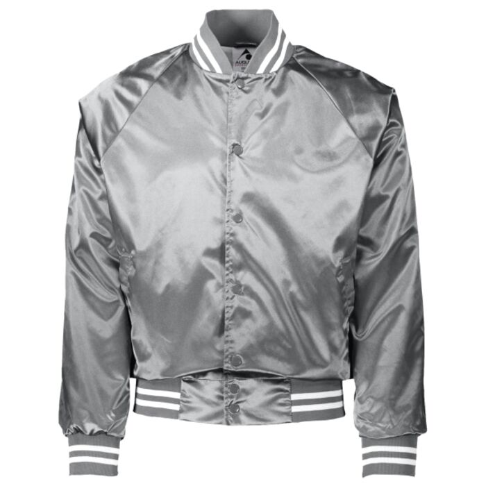 Satin Baseball Jacket/Striped Trim Thumbnail