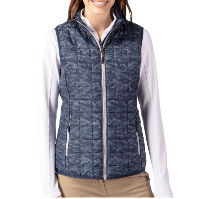 Cutter & Buck Rainier PrimaLoft Womens Eco Insulated Full Zip Printed Puffer Vest Thumbnail