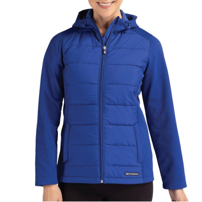 Cutter & Buck Evoke Hybrid Eco Softshell Recycled Full Zip Womens Hooded Jacket Thumbnail