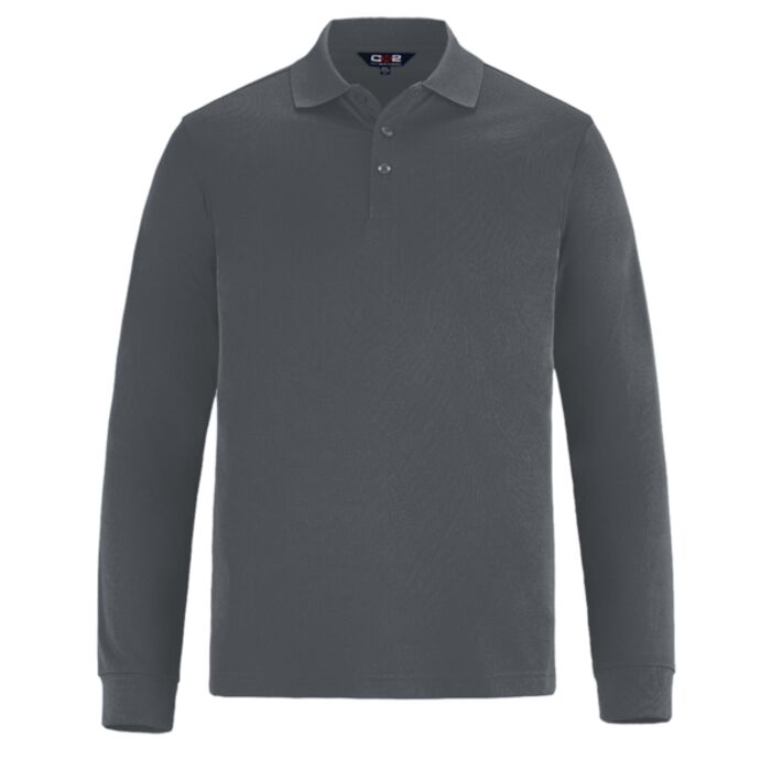 Men's Long Sleeve Pique Mesh Polo Thumbnail
