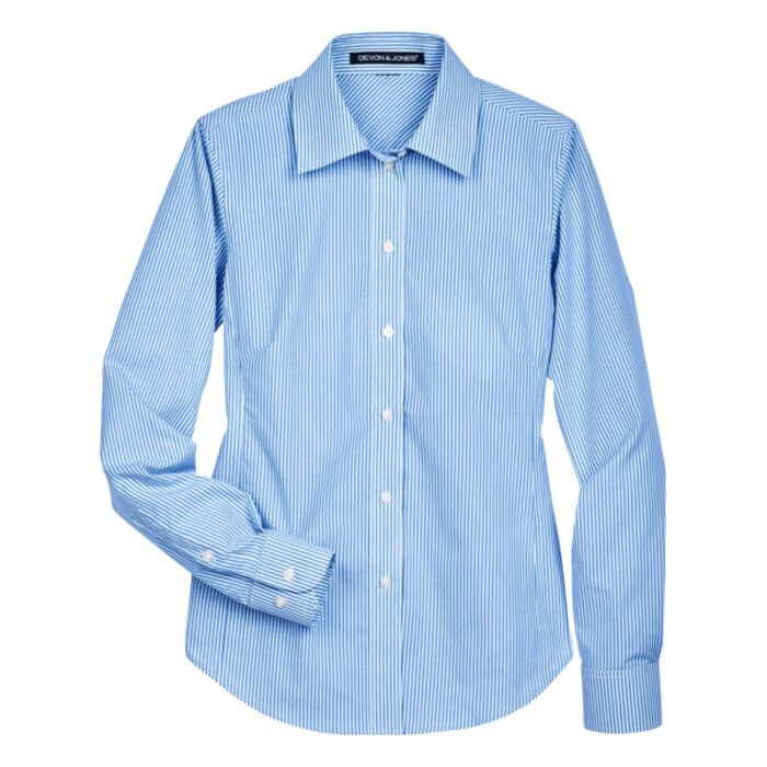 Women's Crown Collection® Banker Stripe Woven Dress Shirt Thumbnail